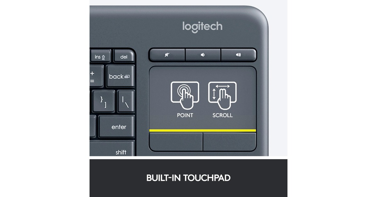 Logitech Wireless Touch Keyboard K400 Plus, Tastatur(schwarz, DE-Layout)