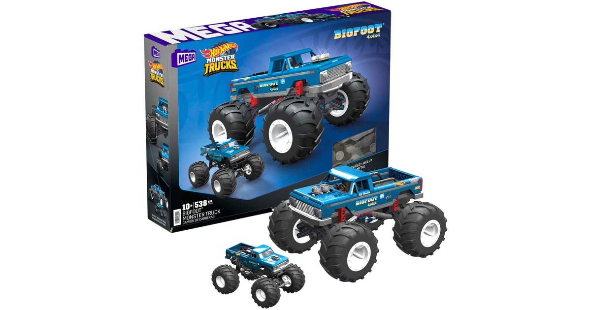 MEGA Hot Wheels Collector Bigfoot Monster Truck Auto, Konstruktionsspielzeug(Maßstab 1:18)