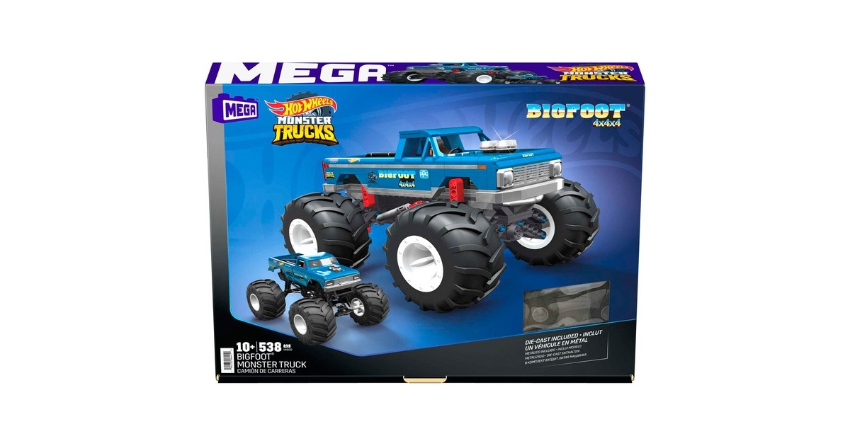 MEGA Hot Wheels Collector Bigfoot Monster Truck Auto, Konstruktionsspielzeug(Maßstab 1:18)