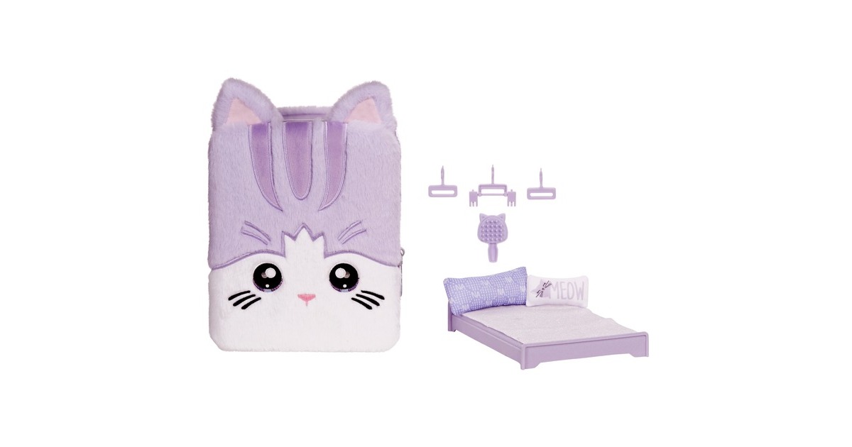 MGA Entertainment Na! Na! Na! Surprise 3-in-1 Backpack Bedroom Serie 3 Playset - Lavender Kitten, Spielfigur