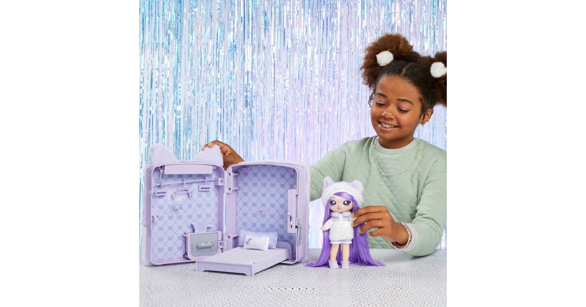 MGA Entertainment Na! Na! Na! Surprise 3-in-1 Backpack Bedroom Serie 3 Playset - Lavender Kitten, Spielfigur
