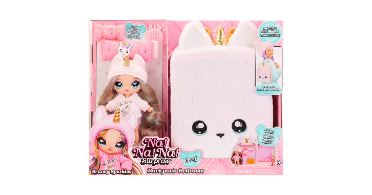 MGA Entertainment Na! Na! Na! Surprise 3-in-1 Backpack Bedroom Unicorn Britney Sparkles, Puppe