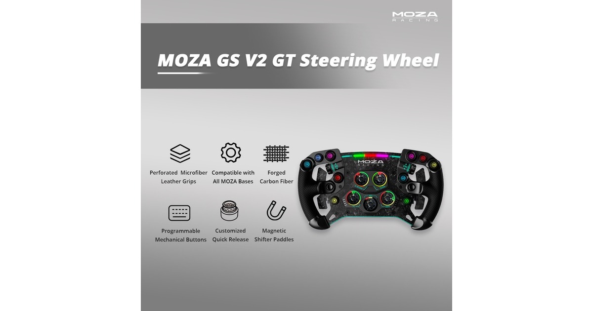 MOZA GS V2 GT Wheel Microfiber Leather, Austausch-Lenkrad(schwarz)