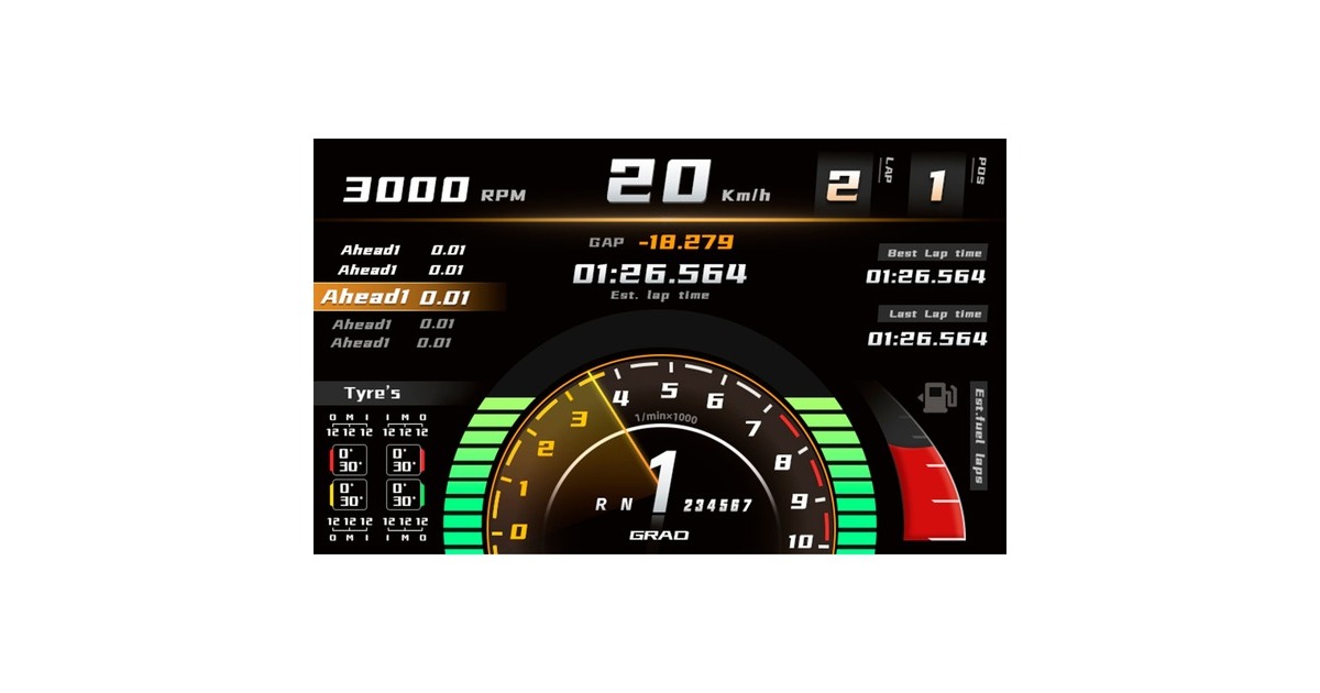 MOZA RM High-Definition Digital Dashboard, Monitor(12.7 cm (5 Zoll), schwarz)