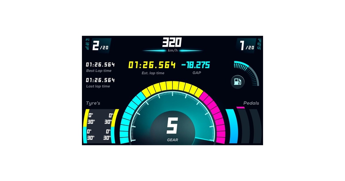 MOZA RM High-Definition Digital Dashboard, Monitor(12.7 cm (5 Zoll), schwarz)