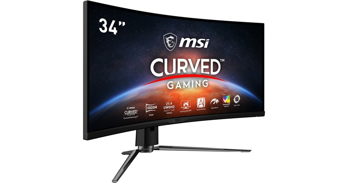 MSI ARTYMIS 343CQRDE, Gaming-Monitor(86 cm (34 Zoll), schwarz, WQHD, AMD Free-Sync, HDR, 165Hz Panel)