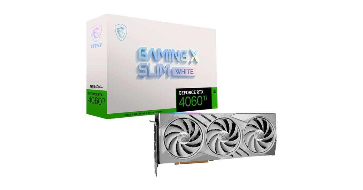 MSI GeForce RTX 4060 Ti GAMING X SLIM 16G WHITE, Grafikkarte(DLSS 3, 3x DisplayPort, 1x HDMI)