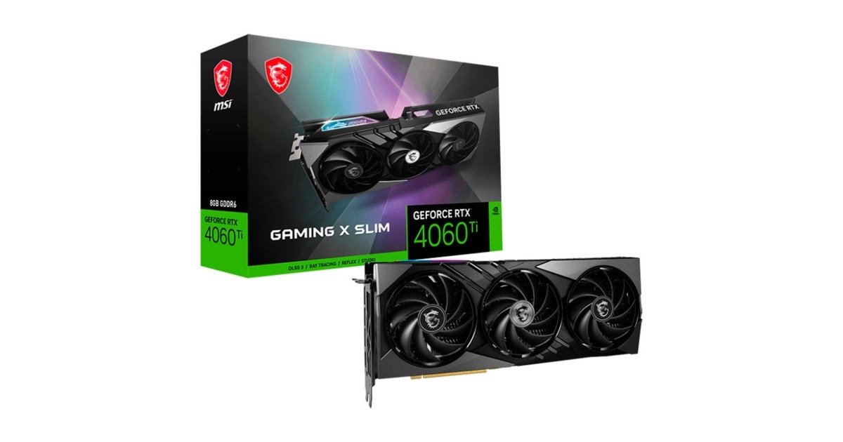 MSI GeForce RTX 4060 Ti GAMING X SLIM 8G, Grafikkarte(schwarz, DLSS 3, 3x DisplayPort, 1x HDMI)