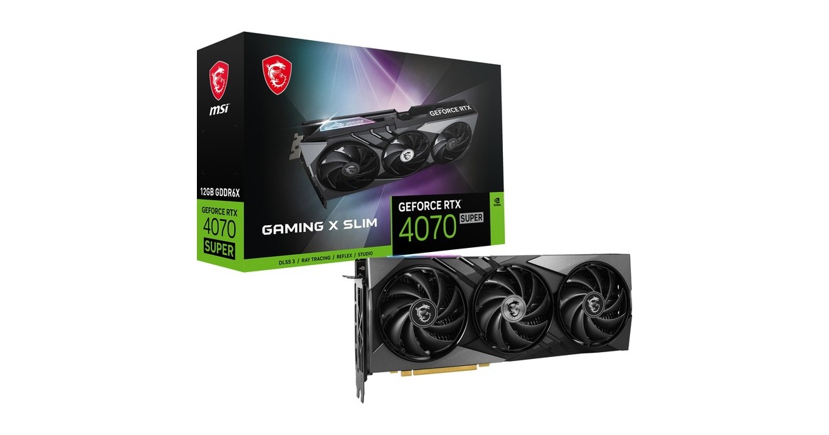 MSI GeForce RTX 4070 SUPER 12G GAMING X SLIM, Grafikkarte(DLSS 3, 3x DisplayPort, 1x HDMI 2.1)
