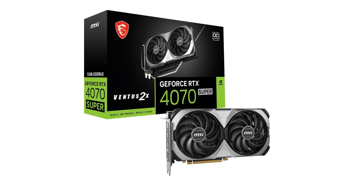 MSI GeForce RTX 4070 SUPER 12G VENTUS 2X OC, Grafikkarte(DLSS 3, 3x DisplayPort, 1x HDMI 2.1)