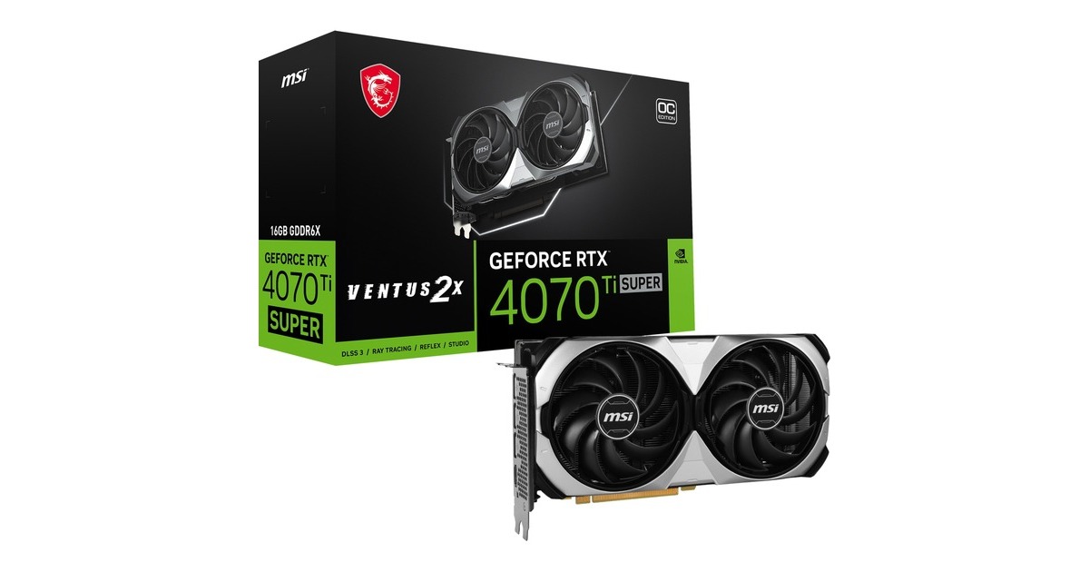 MSI GeForce RTX 4070 Ti SUPER 16G VENTUS 2X OC, Grafikkarte(DLSS 3, 3x DisplayPort, 1x HDMI 2.1a)