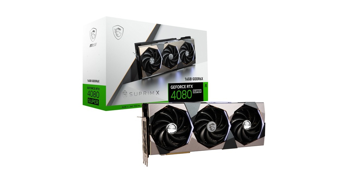 MSI GeForce RTX 4080 SUPER SUPRIM X, Grafikkarte(DLSS 3, 3x DisplayPort, 1x HDMI 2.1) MSI GeForce RTX 4080 SUPER SUPRIM X, Grafikkarte(DLSS 3, 3x DisplayPort, 1x HDMI 2.1)