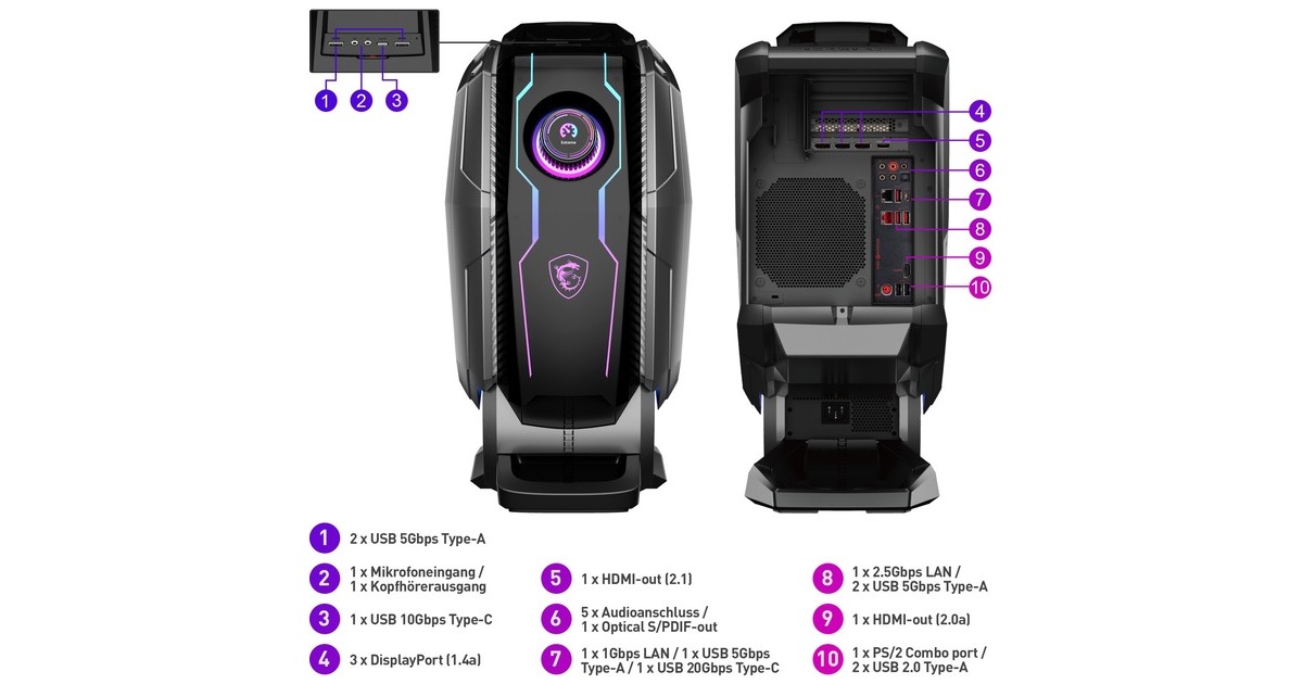 MSI MEG Aegis Ti5 13NUF-291AT, Gaming-PC(schwarz, Windows 11 Home 64-Bit)
