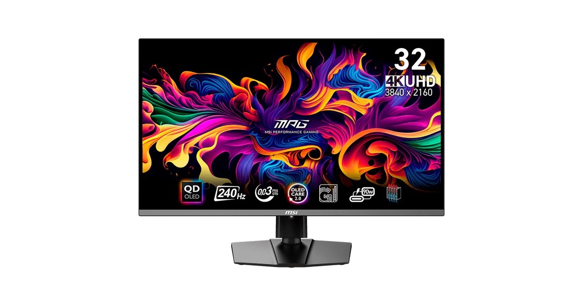 MSI MPG 321URXDE QD-OLED, Gaming-Monitor(80 cm (31.5 Zoll), schwarz, UltraHD/4K, QD-OLED, Adaptive-Sync, USB-C, 240Hz Panel)