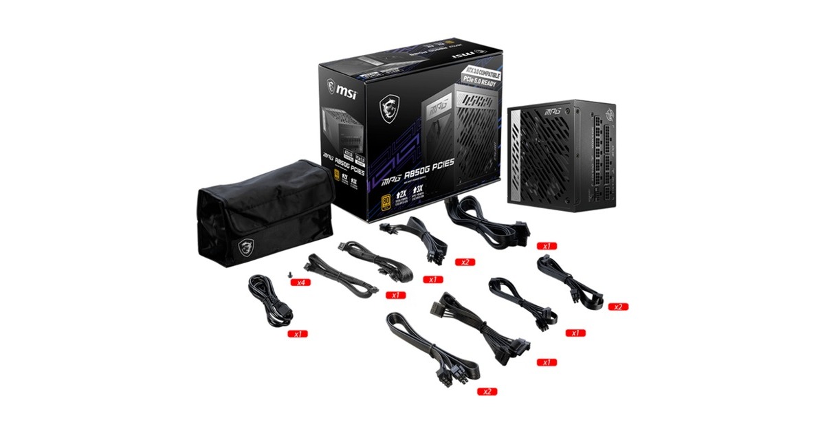 MSI MPG A850G PCIE5 850W, PC-Netzteil(schwarz, 7x PCIe, Kabel-Management, 850 Watt)