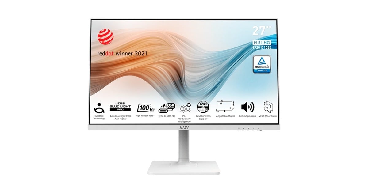MSI Modern MD272XPWDE, LED-Monitor(69 cm (27 Zoll), weiß, FullHD, IPS, USB-C, 100Hz Panel, Outlet)