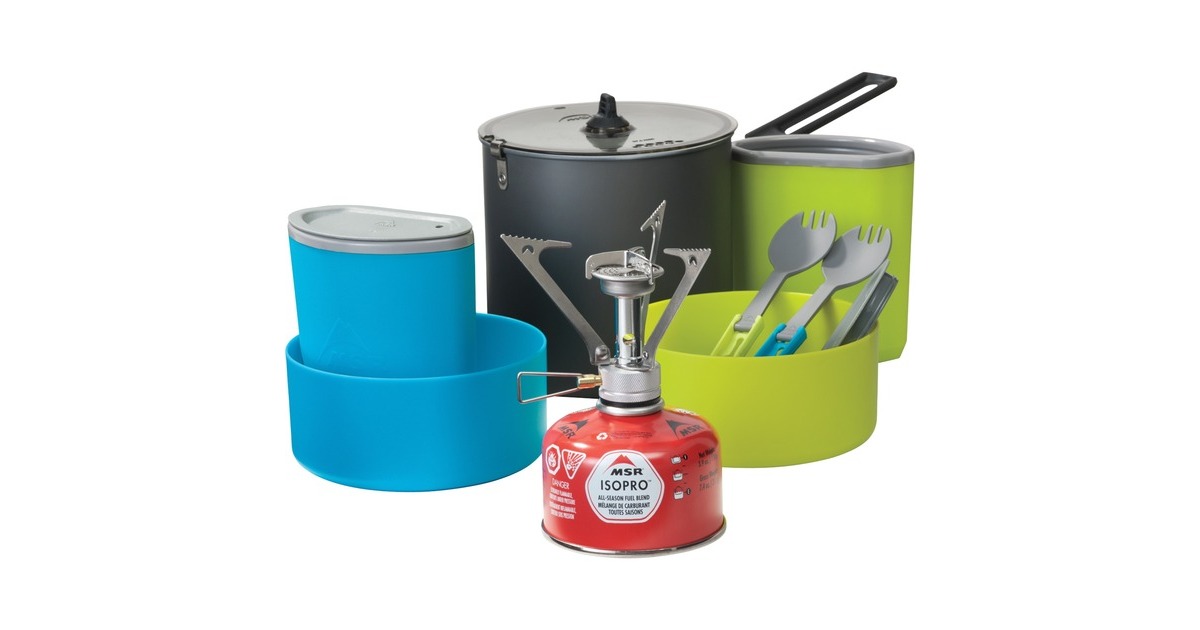 MSR Gaskocher PocketRocket Stove Kit(grau, mit Topf und Geschirr-Set, Modell 2021)