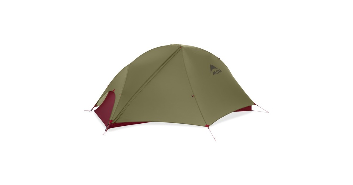 MSR Kuppelzelt FreeLite 1 Green(olivgrün/rot, ultraleichtes Trekkingzelt, Modell 2022)