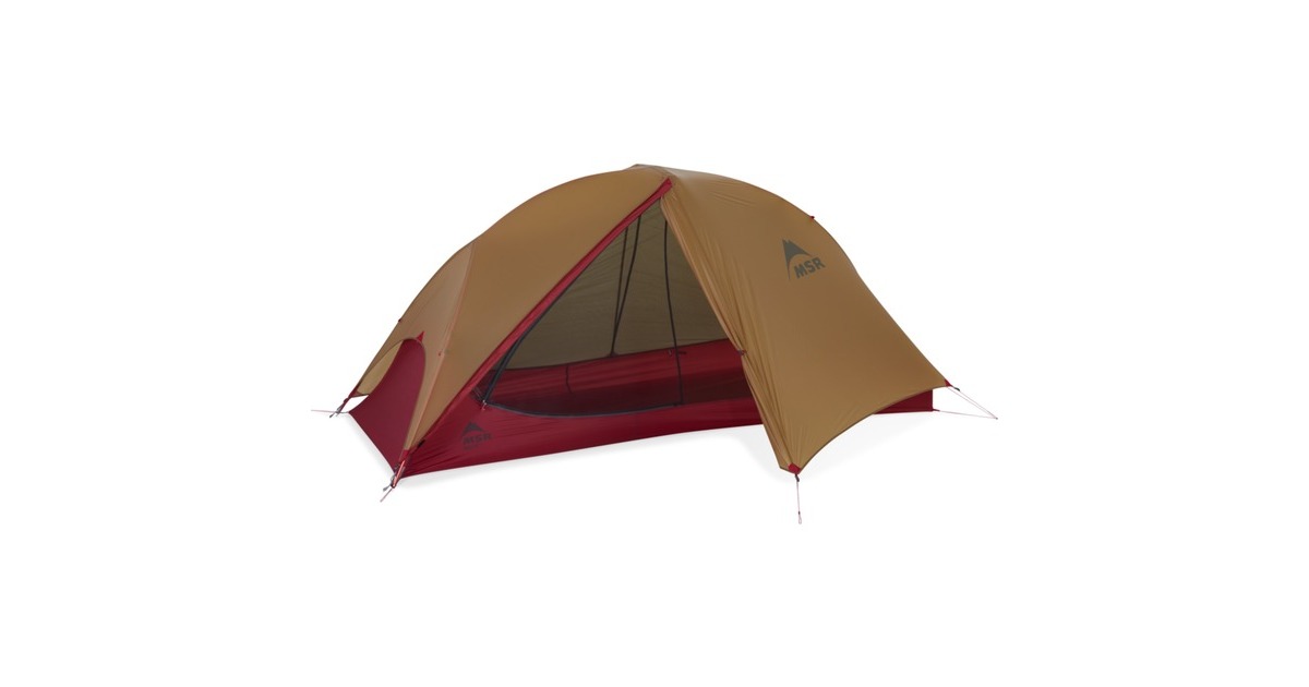 MSR Kuppelzelt FreeLite 1 Tan(hellbraun/rot, ultraleichtes Trekkingzelt, Modell 2022)