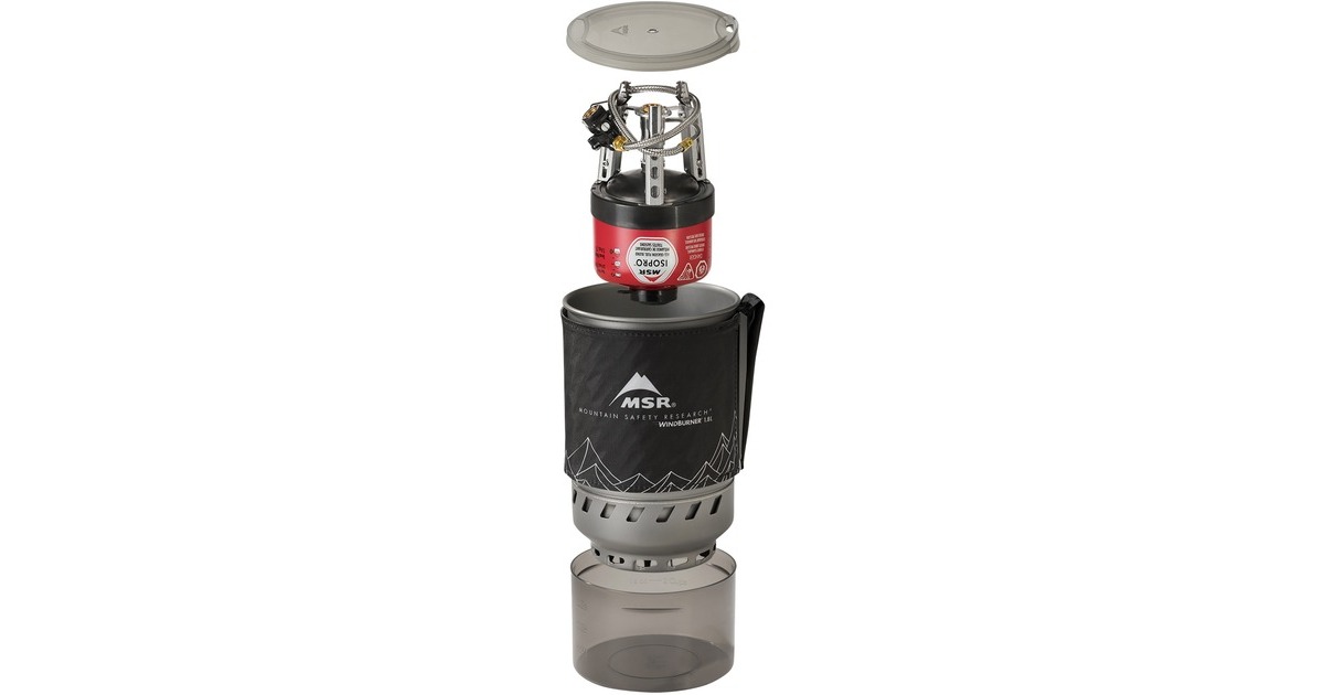 MSR WindBurner Duo Stove System 1,8L, Gaskocher(grau/schwarz, für 2 Personen, 4-teiliges Kochset, Modell 2021)