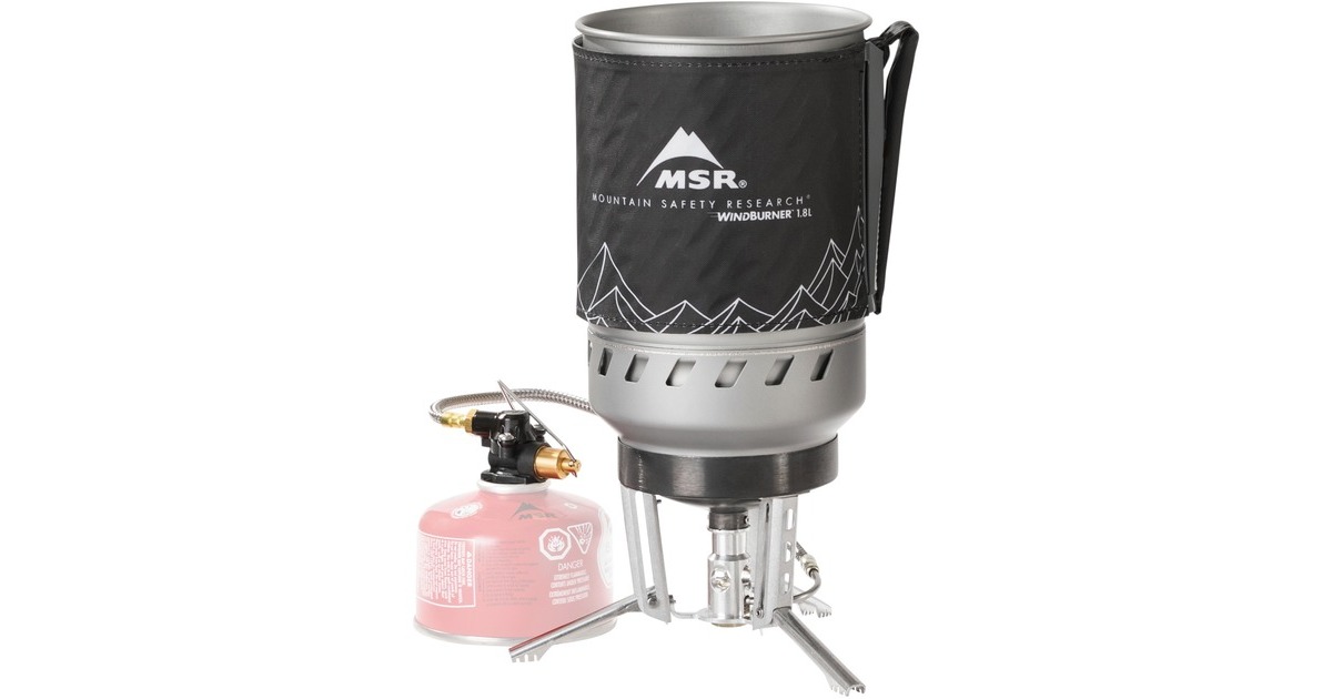 MSR WindBurner Duo Stove System 1,8L, Gaskocher(grau/schwarz, für 2 Personen, 4-teiliges Kochset, Modell 2021)