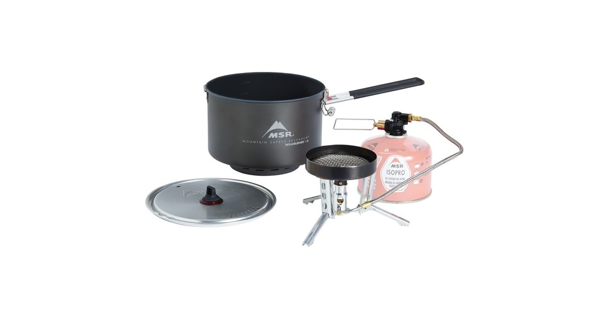 MSR WindBurner Group Stove System 2,5L, Gaskocher(grau, für 2-4 Personen, 3-teiliges Kochset, Modell 2021)