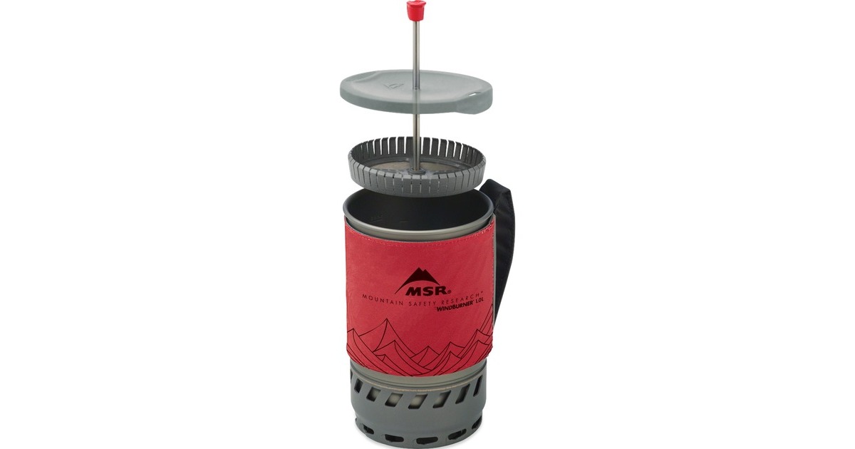 MSR WindBurner Personal Stove System 1L Red, Gaskocher(grau/rot, für 1 Person, 5-teiliges Kochset, Modell 2021)