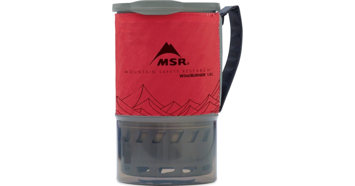 MSR WindBurner Personal Stove System 1L Red, Gaskocher(grau/rot, für 1 Person, 5-teiliges Kochset, Modell 2021)