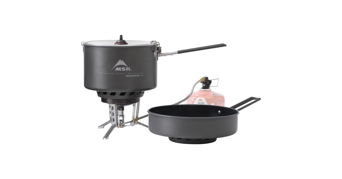 MSR WindBurner Stove System Combo, Gaskocher(grau, für 2-4 Personen, 4-teiliges Kochset, Modell 2021)