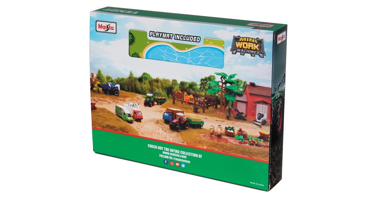 Maisto Mini Work Machines Fendt Super Farm Play-Set, Modellfahrzeug(mit Spielmatte)