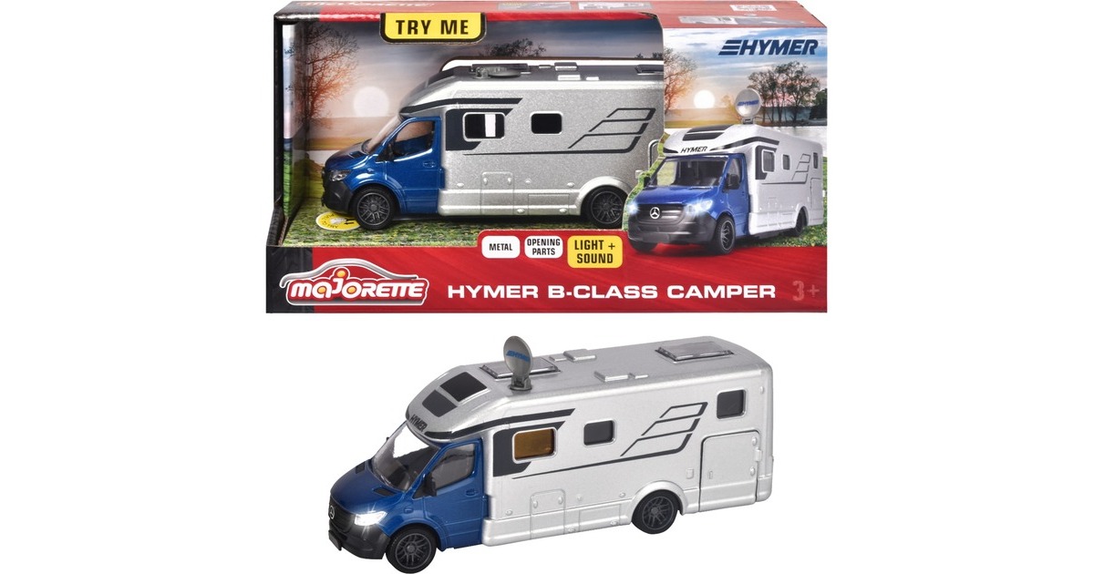 Majorette Hymer B-Klasse Camper, Spielfahrzeug(silber/blau)