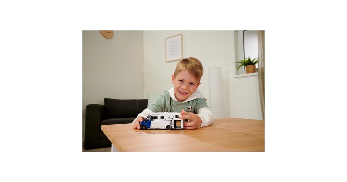 Majorette Hymer B-Klasse Camper, Spielfahrzeug(silber/blau)