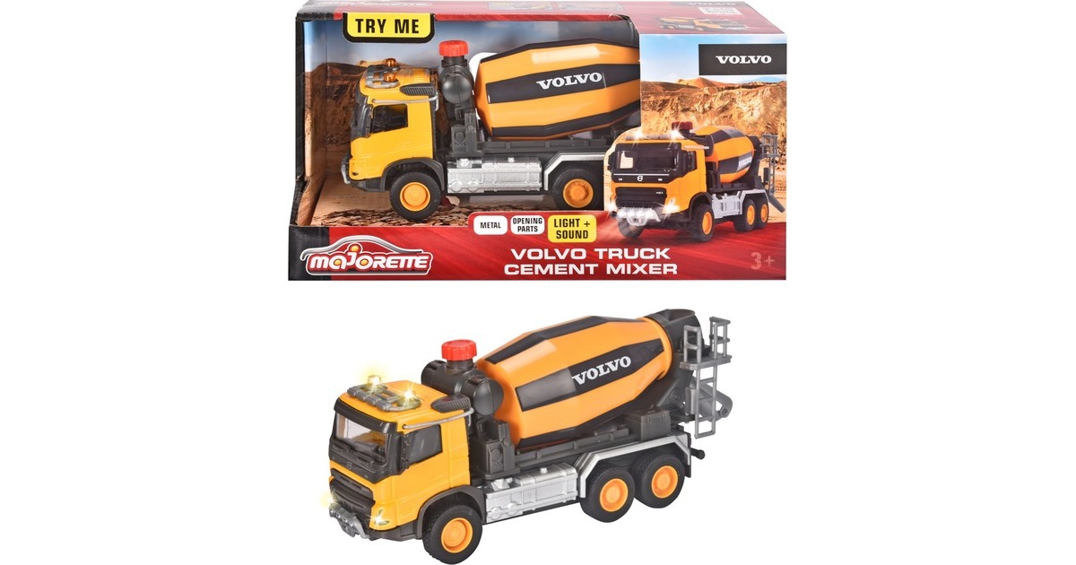 Majorette Volvo Betonmischer, Spielfahrzeug(orange/schwarz, Mit Licht und Sound)