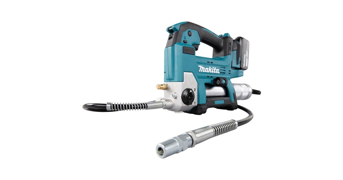 Makita Akku-Fettpresse DGP180RT, 18Volt, inkl. Zylinder A, Kartuschenpistole(blau/schwarz, Li-Ion-Akku 5,0Ah)