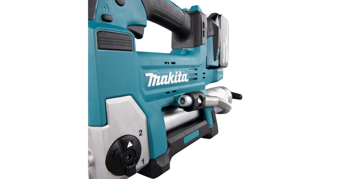Makita Akku-Fettpresse DGP180RT, 18Volt, inkl. Zylinder A, Kartuschenpistole(blau/schwarz, Li-Ion-Akku 5,0Ah)