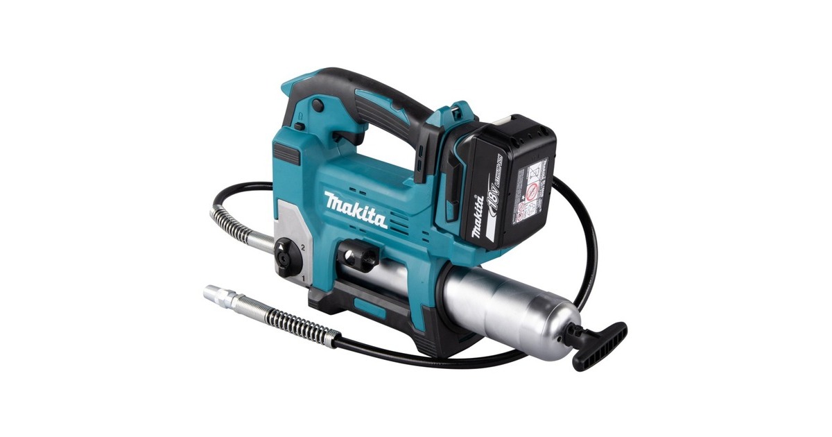Makita Akku-Fettpresse DGP180RT, 18Volt, inkl. Zylinder A, Kartuschenpistole(blau/schwarz, Li-Ion-Akku 5,0Ah)