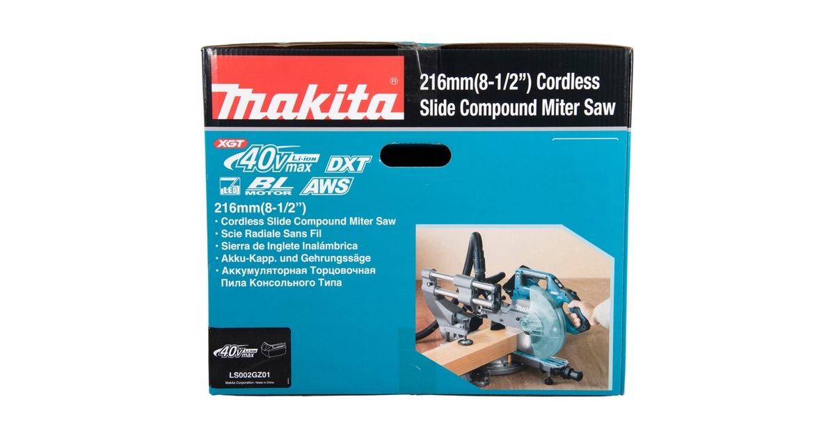 Makita Akku-Kapp-und Gehrungssäge LS002GZ01 XGT, 40Volt + Funk Adapter(blau, Bluetooth, ohne Akku und Ladegerät)