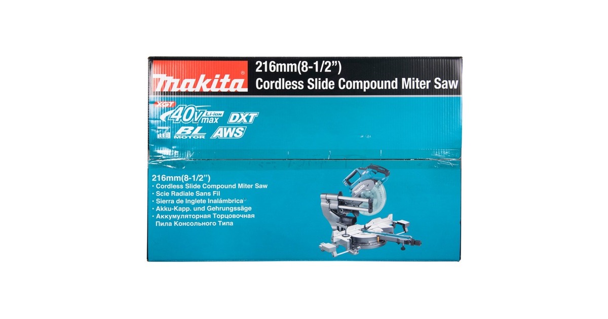 Makita Akku-Kapp-und Gehrungssäge LS002GZ01 XGT, 40Volt + Funk Adapter(blau, Bluetooth, ohne Akku und Ladegerät)