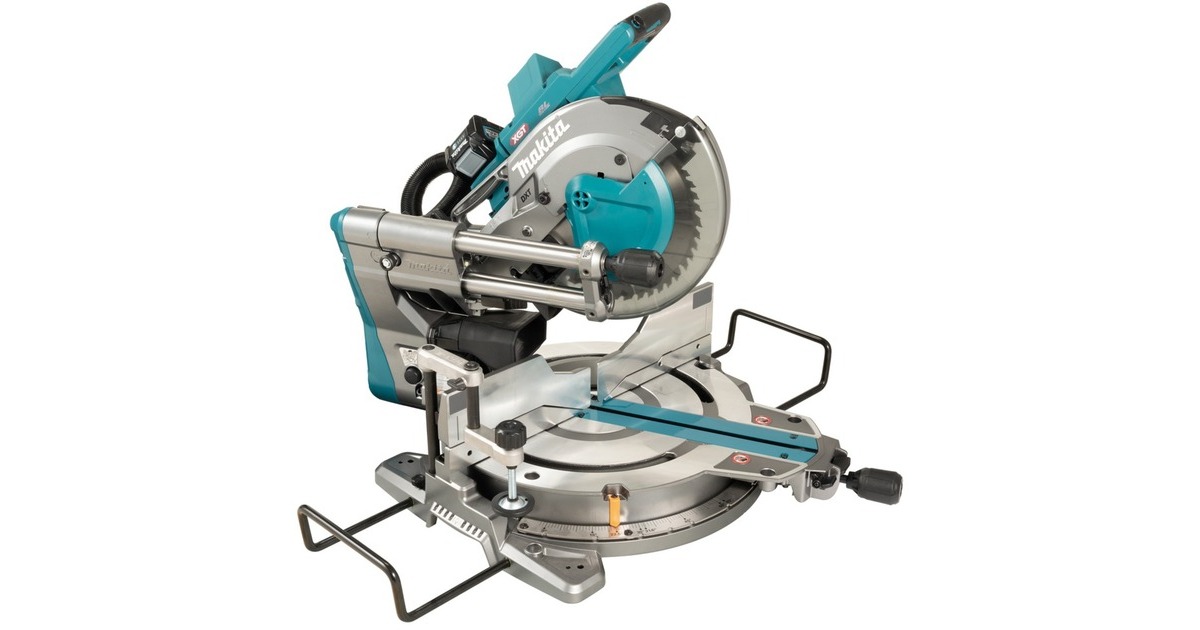 Makita Akku-Kapp-und Gehrungssäge LS004GZ01 XGT, 40Volt + Funk Adapter(blau, Bluetooth, ohne Akku und Ladegerät)