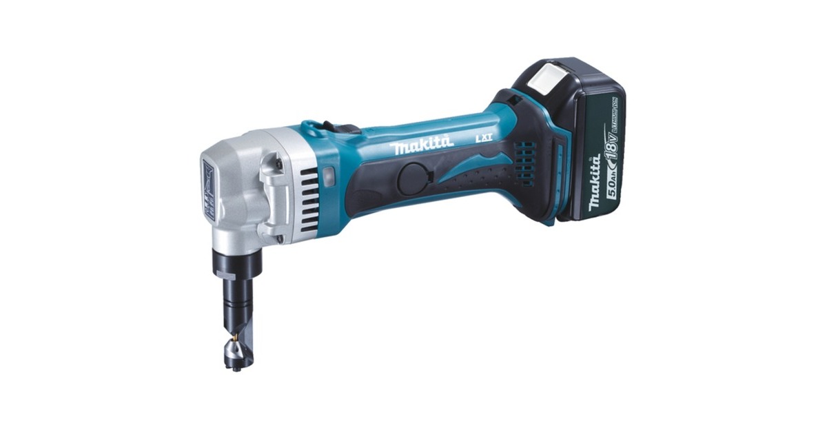 Makita Akku-Knabber DJN161RTJ, 18Volt, Blechschere(blau/schwarz, 2x Li-Ionen-Akku 5,0Ah, im MAKPAC Gr.3)
