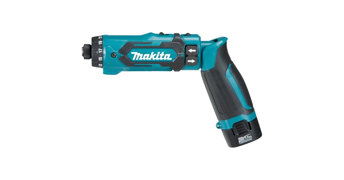 Makita Akku-Knickschrauber DF012DSE, 7,2Volt, Bohrschrauber(blau/schwarz, 2x Li-Ionen Akku 1,5Ah, Koffer)