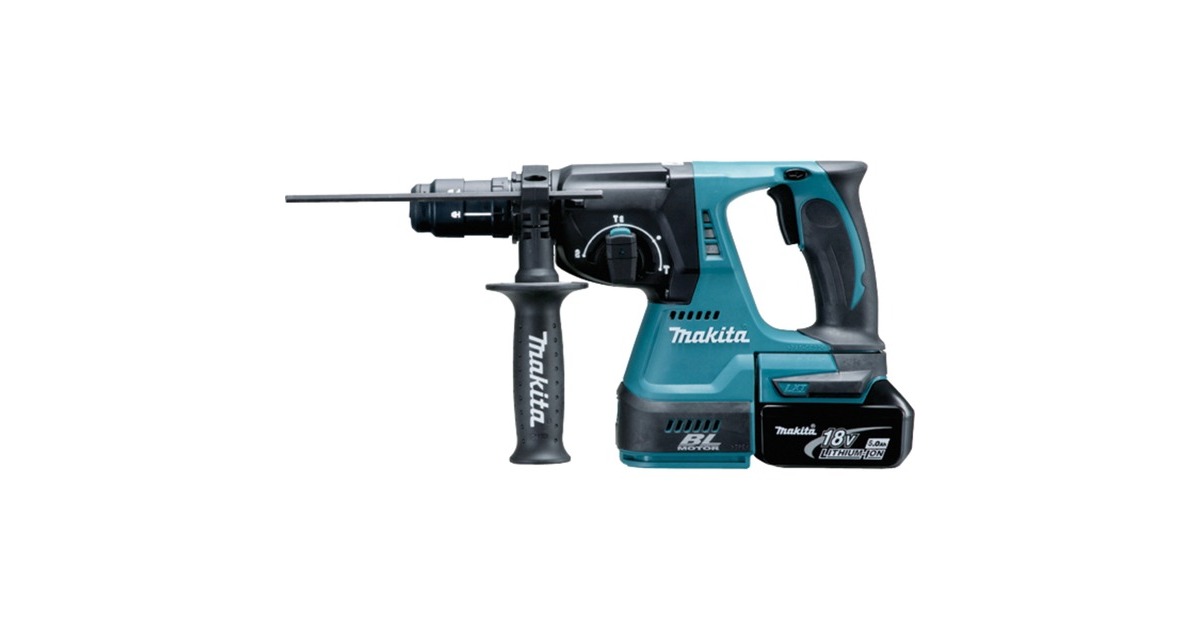 Makita Akku-Kombihammer DHR243RTJ, 18Volt, Bohrhammer(blau/schwarz, 2x Li-Ion-Akku 5,0 Ah, in MAKPAC Gr.4)