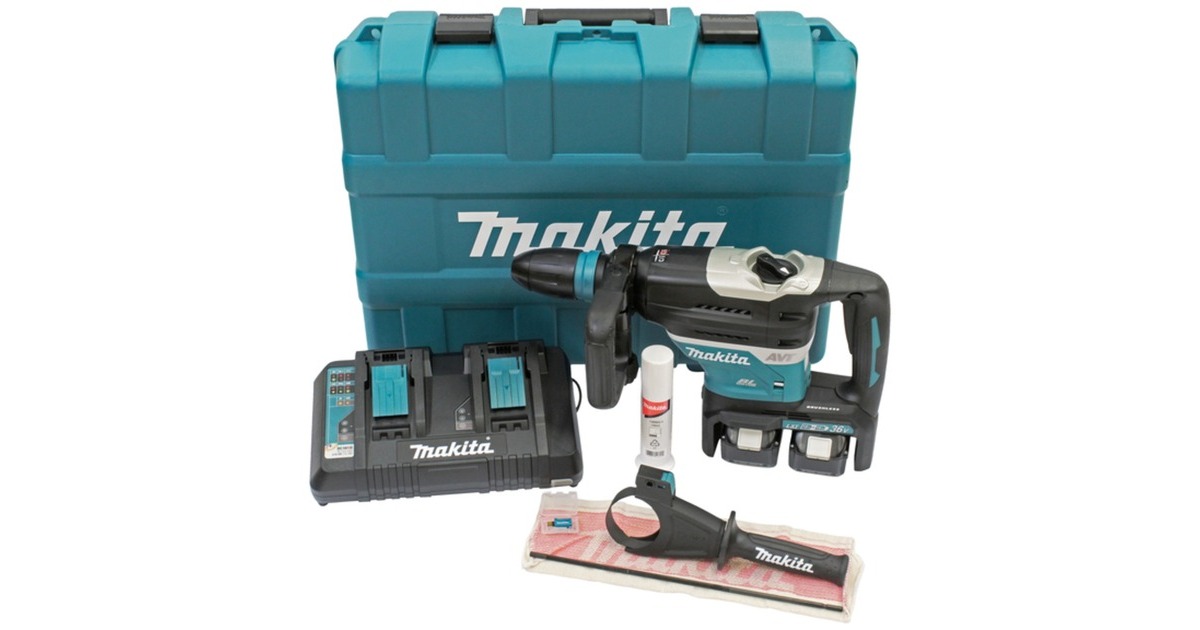 Makita Akku-Kombihammer DHR400PG2U, SDS-max, 36Volt (2x18V), Bohrhammer(blau/schwarz, 2x Li-Ionen Akku 6,0Ah, Funk-Adapter)