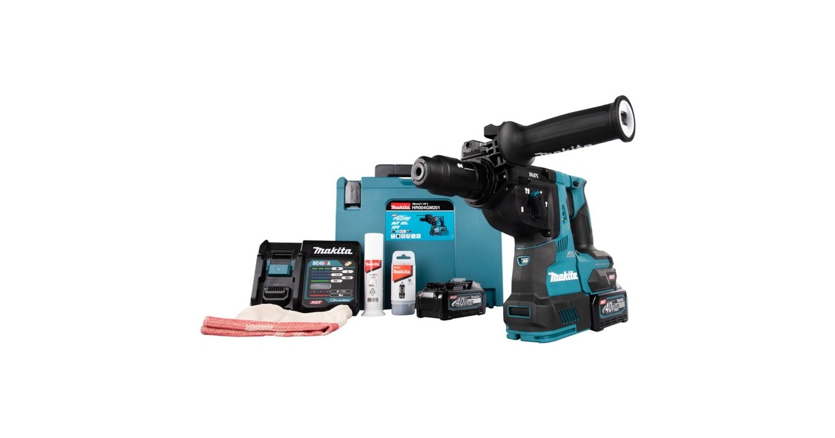Makita Akku-Kombihammer HR004GM201 XGT, 40Volt, Bohrhammer(blau/schwarz, 2x Li-Ionen Akku 4Ah, MAKPAC)