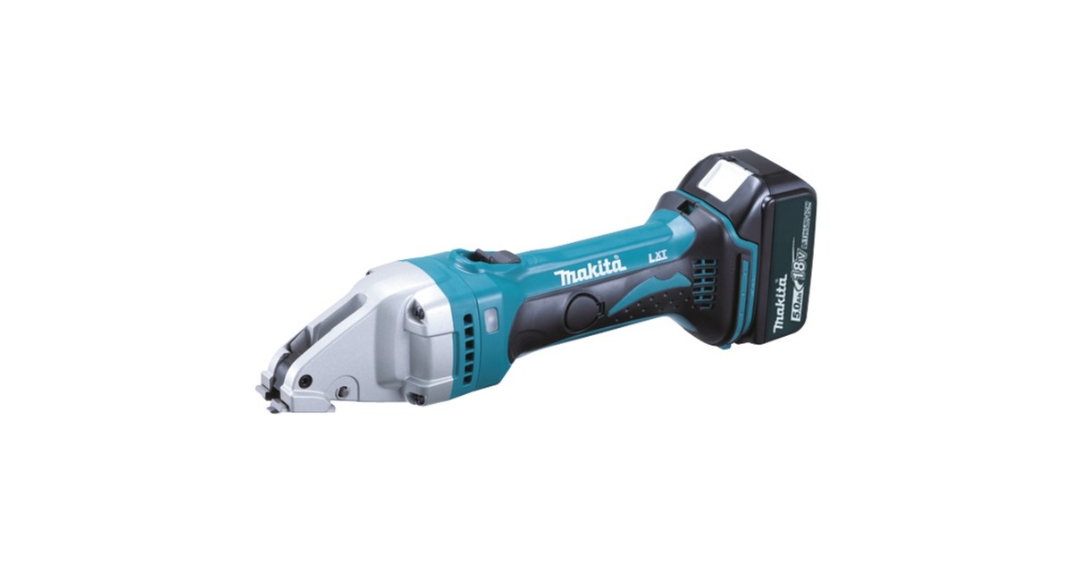 Makita Akku-Kurvenschere DJS101RTJ, 18V, Blechschere(blau/schwarz, 2x Li-Ionen-Akku 5,0Ah, im MAKPAC Gr.2)