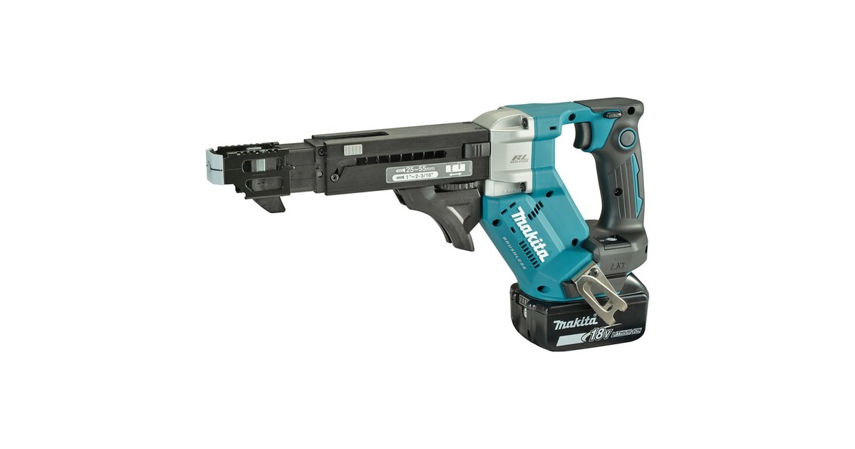Makita Akku-Magazinschrauber DFR551RTJ, 18Volt(schwarz/blau, 2x Li-Ionen-Akku 5,0Ah, im MAKPAC Gr.3)