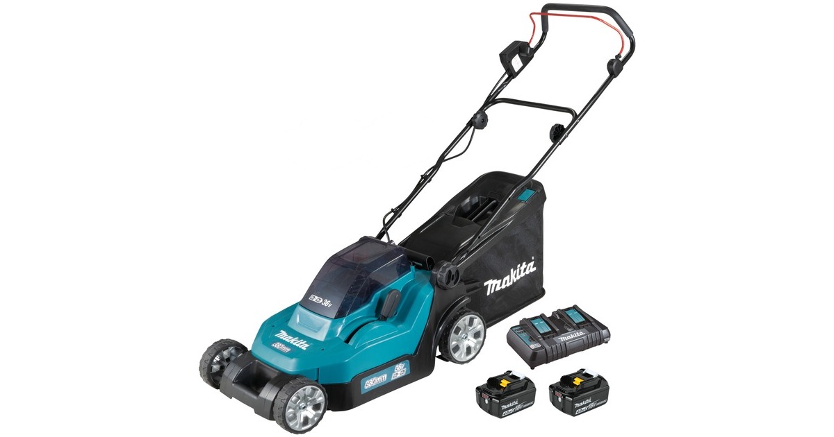 Makita Akku-Rasenmäher DLM382PM2, 36Volt (2x18Volt)(blau/schwarz, 2x Li-Ionen Akku 4,0Ah) Makita Akku-Rasenmäher DLM382PM2, 36Volt (2x18Volt)(blau/schwarz, 2x Li-Ionen Akku 4,0Ah)