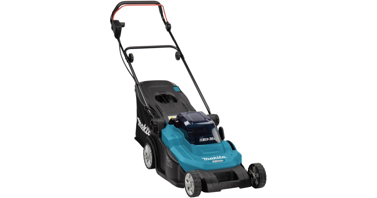 Makita Akku-Rasenmäher DLM432PT2, 36Volt (2x18Volt)(blau/schwarz, 2x Li-Ion Akku 5,0Ah)