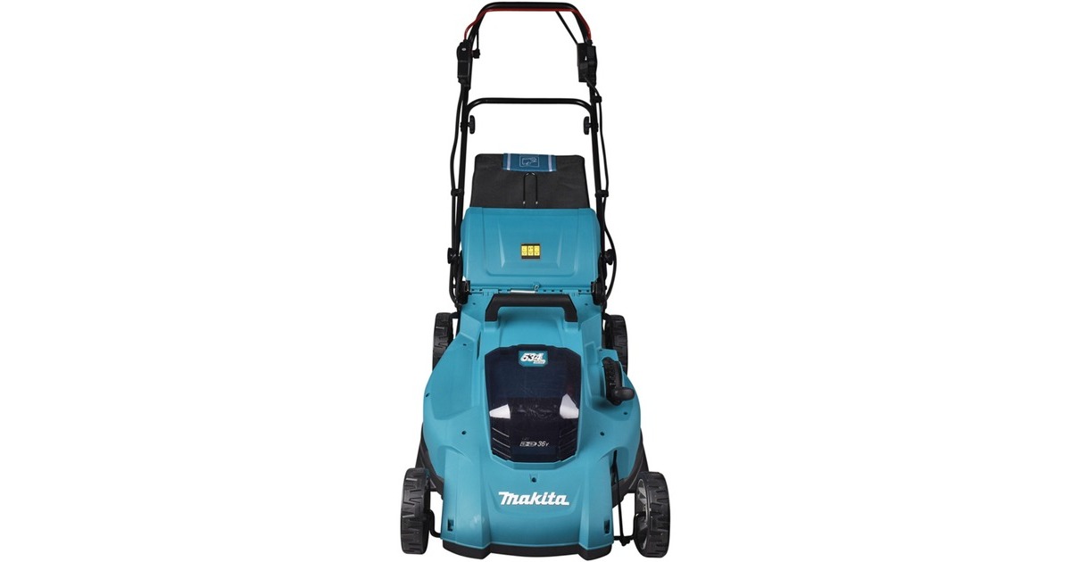 Makita Akku-Rasenmäher DLM539PT2, 36Volt (2x18Volt)(blau/schwarz, 2x Li-Ionen Akku 5,0Ah, mit Radantrieb)