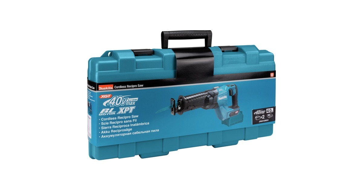 Makita Akku-Reciprosäge JR001GM201 XGT, 40Volt, Säbelsäge(blau/schwarz, 2x Li-Ion XGT Akku 4,0Ah, Koffer)